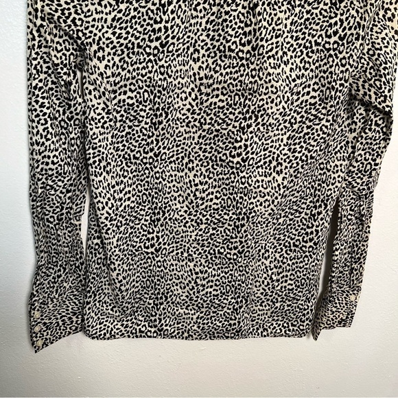 J. Crew Factory Button Down Shirt Beige Black Animal Print - Picture 9 of 12